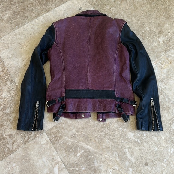 IRO purple and black lamb leather bomber moto jacket size 3 - Picture 4 of 4